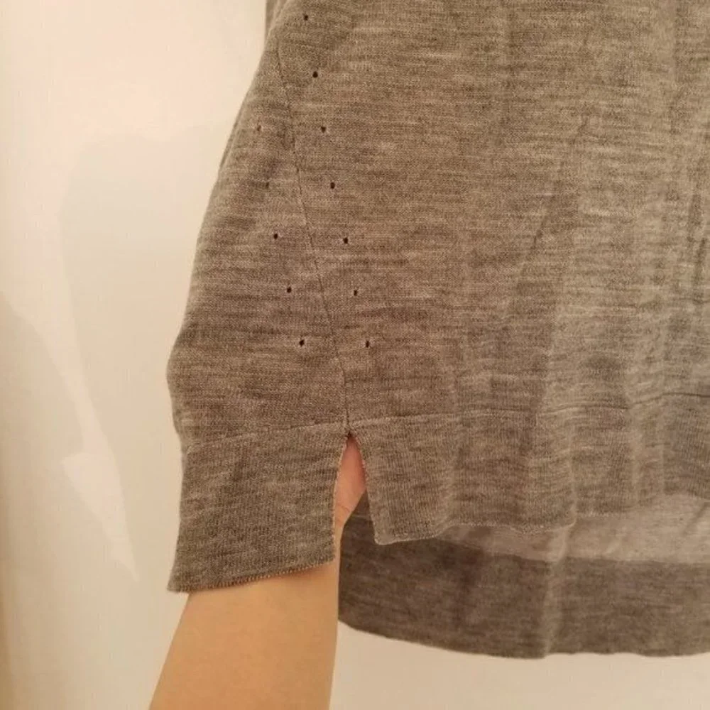 J. Crew Heather Gray Lightweight Merino Wool Cotton Knit Long Sleeve Sweater XS